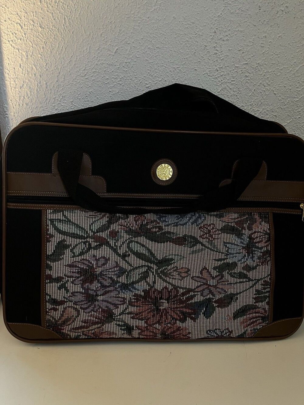 Vintage Luigi Rossi Floral Tapestry Duffle Travel Bag